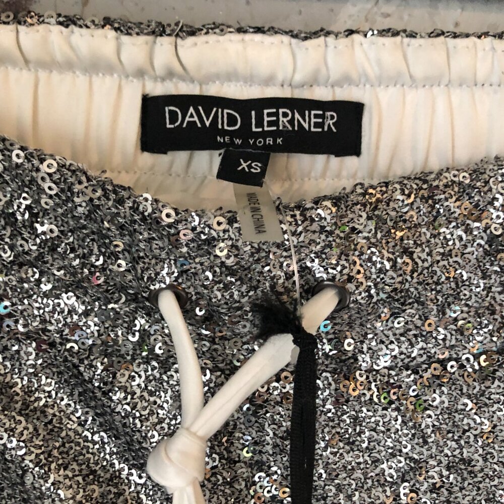 NWT David Lerner Silver Sequin Jogger Pant - Picture 10 of 16